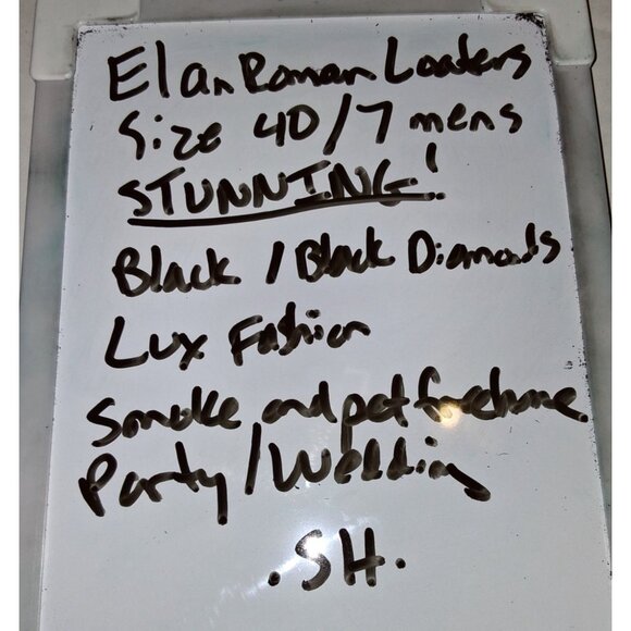 Elanroman Mens Black Rhinestone Studded Velvet Loafers  40/7 - Picture 8 of 8